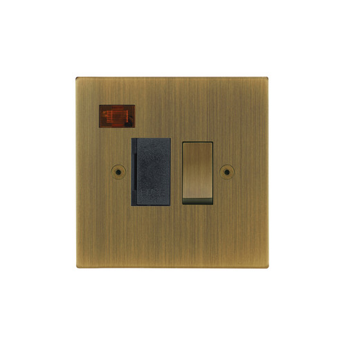 Horizon Square Fuse Spur 1 gang 13 amp switch neon Antique Brass