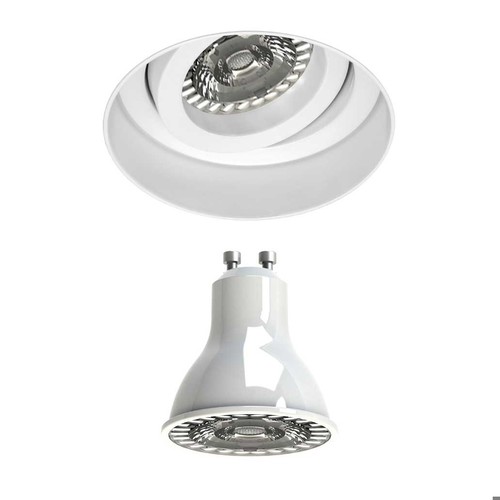 White Trimless Round Adjustable Downlight LED GU10 (3000K) 5W (=50W) 35°