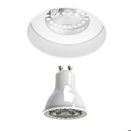 Trimless White Round Fixed Clear Glass Downlight IP55 LED GU10 (3000K) 5W (=50W) 35°