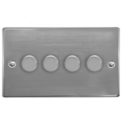 Dimmer Switch V-PRO Trailing Edge LED 4 gang 120 watt 2 way Polished Stainless