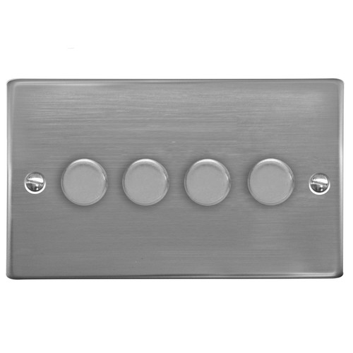 Dimmer Switch V-PRO Trailing Edge LED 4 gang 120 watt 2 way Polished Stainless