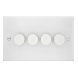 Dimmer Switch V-PRO Trailing Edge LED 4 gang 120 watt 2 way Matt White