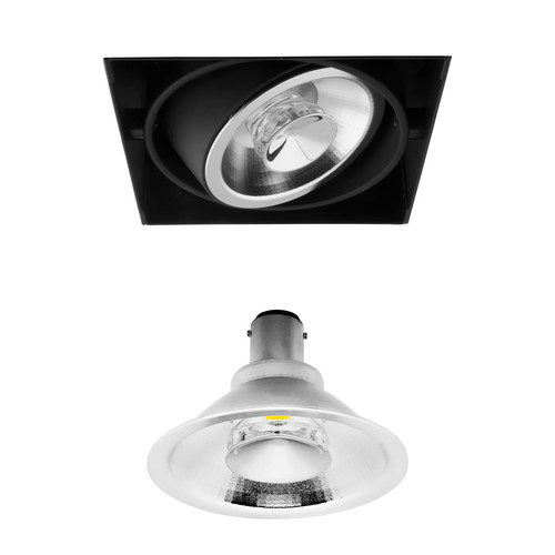 Grid Trimless Single Reality AR70 LED & Driver 8W Dim to Warm (3000K - 2000K Warm White) Downlight 35° Black