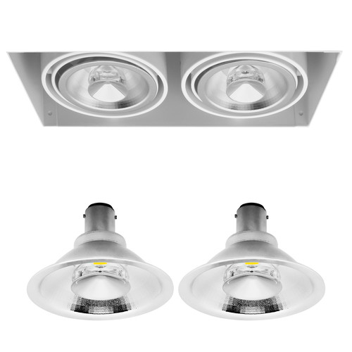 Grid Trimless Double Reality AR70 LED & Driver 8W Dim to Warm (3000K - 2000K Warm White) Downlight 35° White