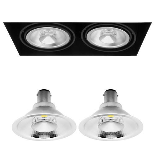 Grid Trimless Double Reality AR70 LED & Driver 8W Dim to Warm (3000K - 2000K Warm White) Downlight 35° Black