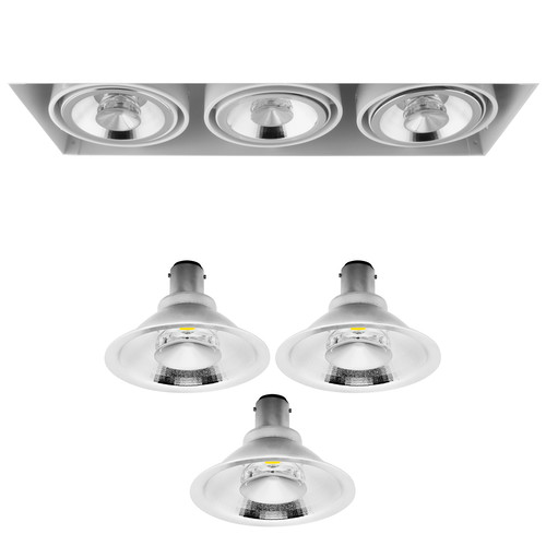 Grid Trimless Triple Reality AR70 LED & Driver 8W Dim to Warm (3000K - 2000K Warm White) Downlight 35° White