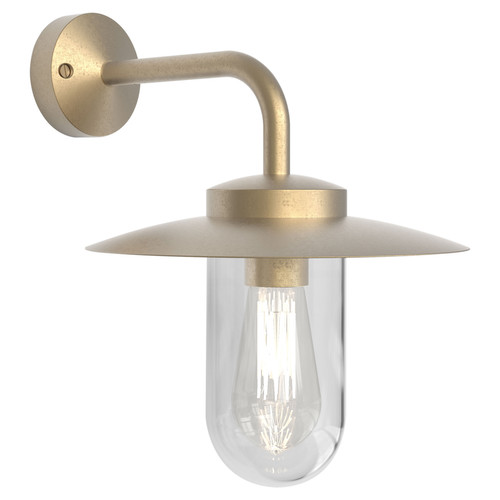 Portree Outdoor Garden Lantern Wall Light 12W Brass