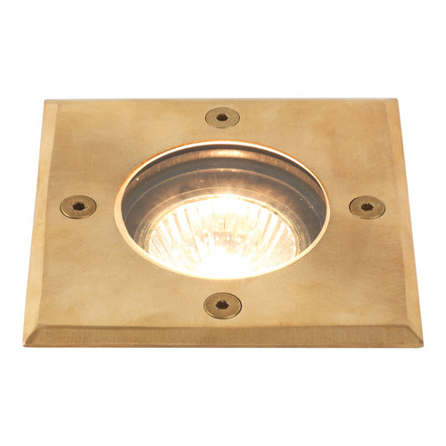 Gramos Coastal Square Recessed Uplight 240V Natural Brass 6W