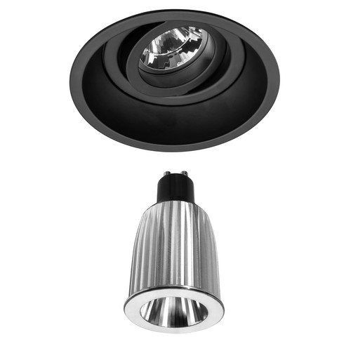 Mini Trim Adjustable Downlight Fire-Rated GU10 Dim to Warm (3000K - 2000K Warm White) Black 8W
