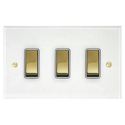 Prism Rocker Switch 3 gang rocker switch 20 amp 2 way Clear Perspex