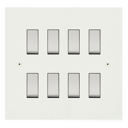 Horizon Square Rocker Switch 8 gang 20 amp 2 way Primed White