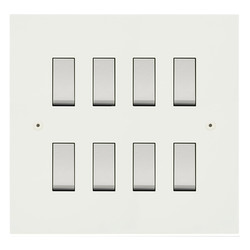 Horizon Square Rocker Switch Paintable 8 gang 20 amp 2 way Primed White