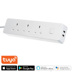 Timeguard Smart 3 Way Power Strip with USB-A+A Ports White 13A