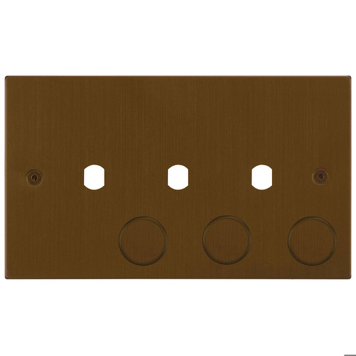 Horizon Square Dimmer Plate and Caps 3 gang Antique Bronze