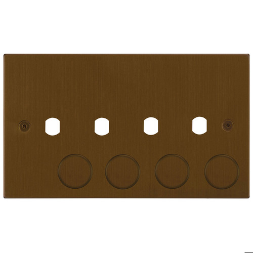 Horizon Square Dimmer Plate and Caps 4 gang Antique Bronze