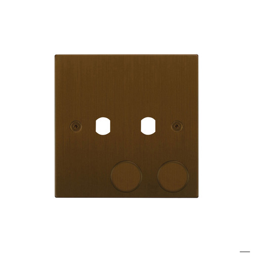 Horizon Square Dimmer Plate and Caps 2 gang Antique Bronze