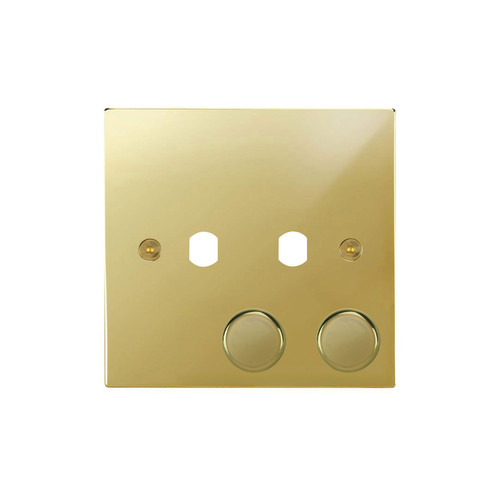Horizon Square Dimmer Plate and Caps 2 gang Polished Brass