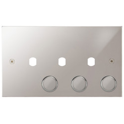 Horizon Square Dimmer Plate and Caps 3 gang Polished Chrome