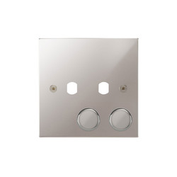 Horizon Square Dimmer Plate and Caps 2 gang Polished Chrome