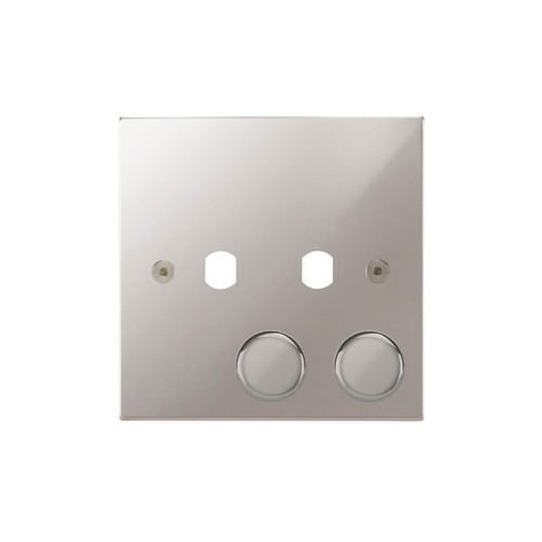 Horizon Square Dimmer Plate and Caps 2 gang Polished Chrome
