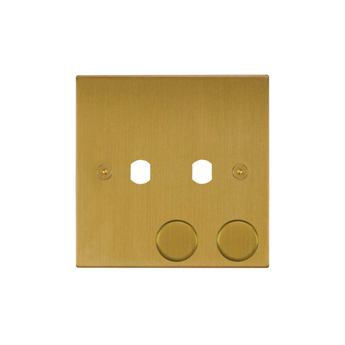 Horizon Square Dimmer Plate and Caps 2 gang Satin Brass