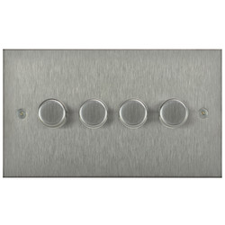 Horizon Square Dimmer Switch Multi-Dim Slave 4 gang 250 watt multi-way Satin Stainless Steel