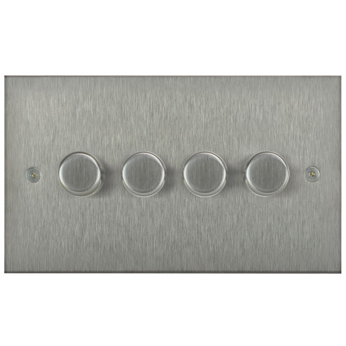 Horizon Square Dimmer Switch Multi-Dim Slave 4 gang 250 watt multi-way Satin Stainless Steel