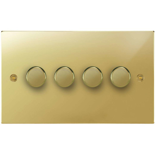 Horizon Square Dimmer Switch Multi-Dim Master 4 gang 250 watt multi-way Polished Brass