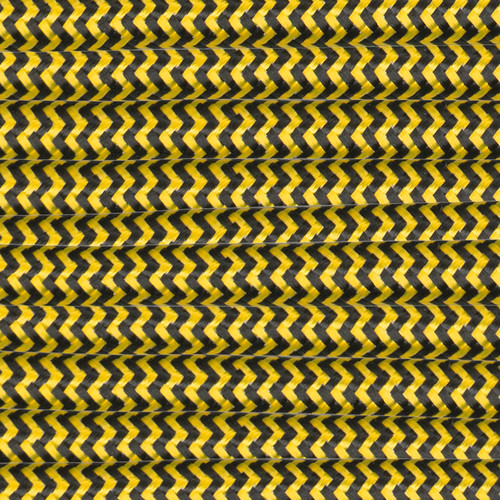Braided Cloth Round Flex 3 Core Cable 0.75mm Black/Gold