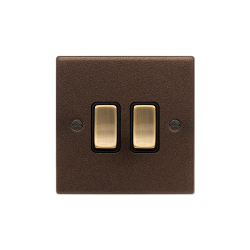 Rocker Switch 2 gang 20 amp Copper Bronze