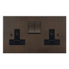 Horizon Square Switched Socket Outlet 2 gang 13 amp Chocolate Bronze