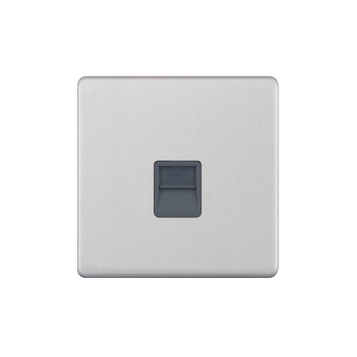 Communications Socket Screwless 1 gang phone master Brushed Stainless