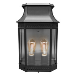 Louis Philippe 2 Outdoor Garden Lantern Wall Light 75W Grey