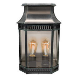 Louis Philippe 2 Outdoor Garden Lantern Wall Light 75W Green
