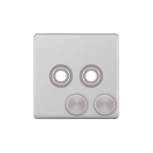Dimmer Plate Screwless With Knobs 2 gang Brushed Stainless