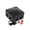 Waterproof Junction Box M20 with Terminal Block and 3 x WAGO 221-413 (85mm) 8 Way Threaded Membrane Entries Black