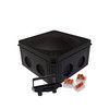 Waterproof Junction Box M20 with Terminal Block and 3 x WAGO 221-413 (85x85x51mm) 8 Way Threaded Membrane Entries Black