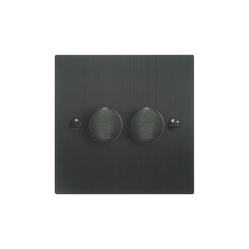 Dimmer Switch V-PRO Trailing Edge LED 2 gang 120 watt 2 way Black Aluminium