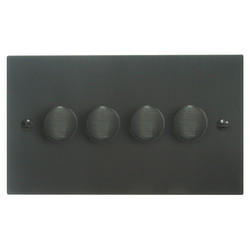 Dimmer Switch V-PRO Trailing Edge LED 4 gang 120 watt 2 way Black Aluminium