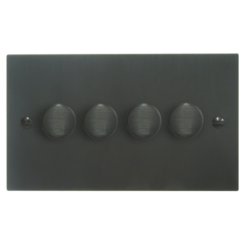 Dimmer Switch V-PRO Trailing Edge LED 4 gang 120 watt 2 way Black Aluminium