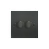 Dimmer Switch 2 gang 400 watt 2 way Black Aluminium
