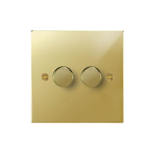 Horizon Square Dimmer Switch Multi-Dim Master 2 gang 250 watt multi-way Polished Brass