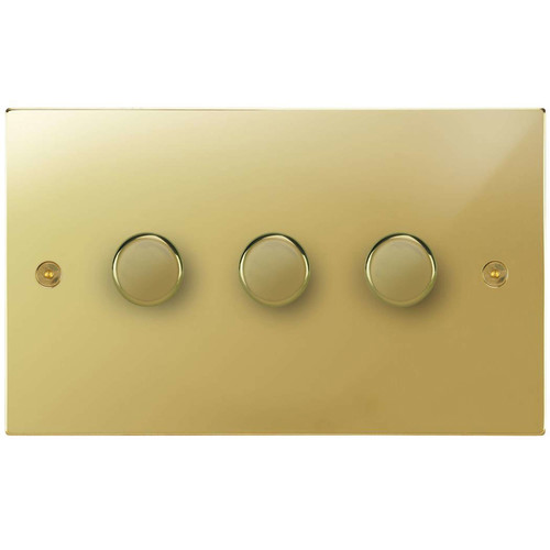 Horizon Square Dimmer Switch Multi-Dim Slave 3 gang 250 watt multi-way Polished Brass