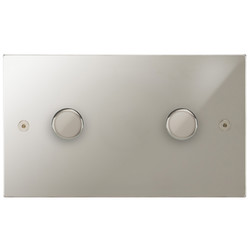 Horizon Square Dimmer Switch 2 gang 400 watt 2 way double plate Polished Nickel