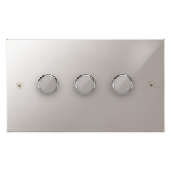 Horizon Square Dimmer Switch Multi-Dim Master 3 gang 250 watt multi-way Polished Chrome