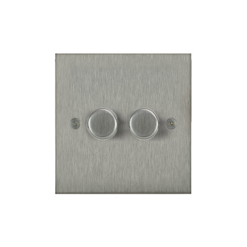 Horizon Square Dimmer Switch Multi-Dim Master 2 gang 250 watt multi-way Satin Stainless Steel