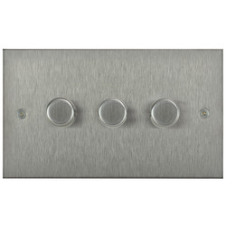 Horizon Square Dimmer Switch Multi-Dim Slave 3 gang 250 watt multi-way Satin Stainless Steel