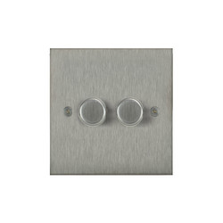 Horizon Square Dimmer Switch Multi-Dim Slave 2 gang 250 watt multi-way Satin Stainless Steel