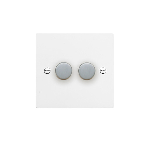 Dimmer Switch 2 gang dimmer switch 400 watt 2 way Satin White Aluminium
