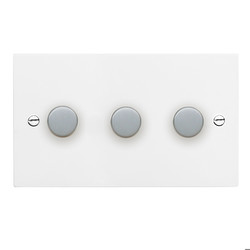 Dimmer Switch 3 gang dimmer 400 watt 2 way Satin White Aluminium